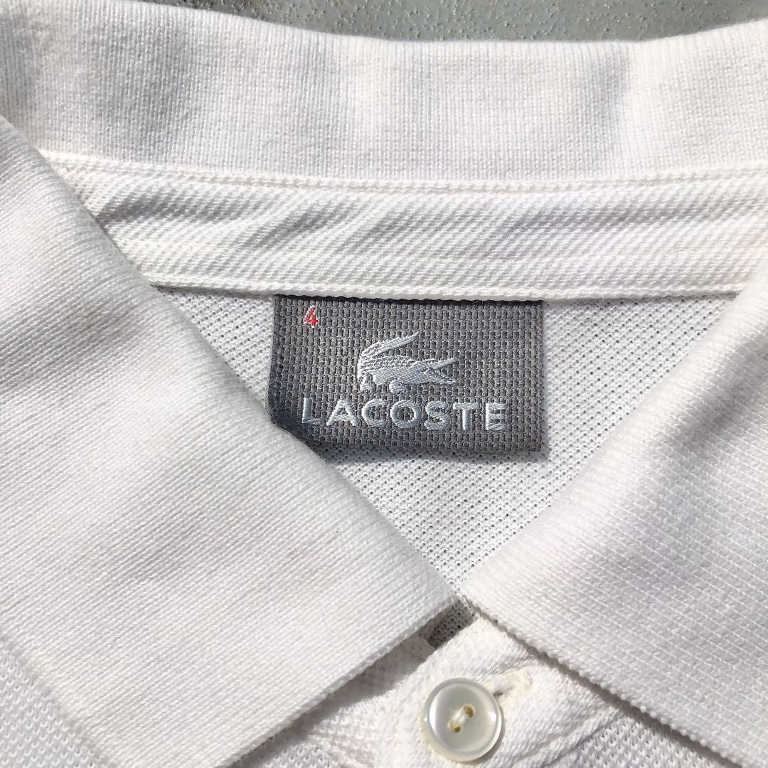 LACOSTE ラコステ 白ワニ 刺繍ロゴ 半袖 ポロシャツ サイズ4 M LACOSTE ラコステ 白ワニ 刺繍ロゴ 半袖 ポロシャツ サイズ4 M