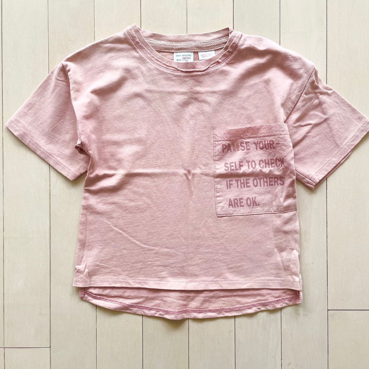 【ZARA baby】くすみピンク ポケット付き Tシャツ(18-24M/92cm)