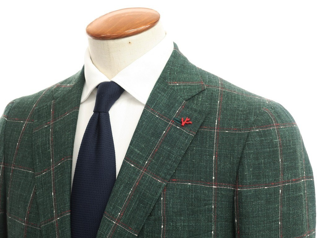 イザイア ISAIA CORTINA コルティナ ウールシルクリネン チェック 2つ