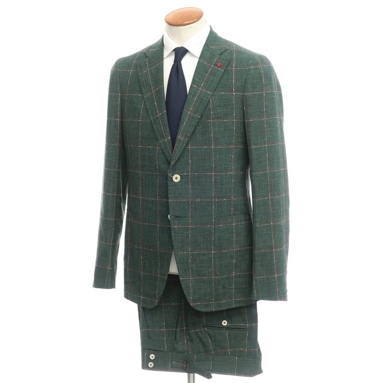 イザイア ISAIA CORTINA コルティナ ウールシルクリネン チェック 2つ