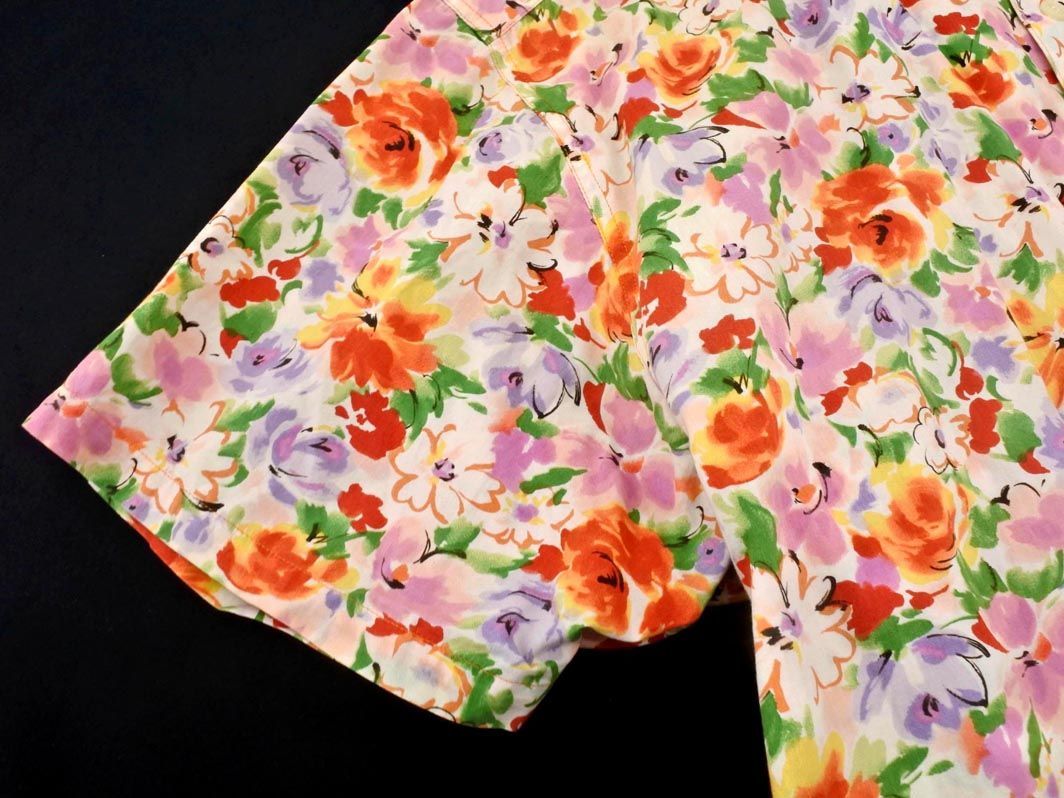  cat pohs OK BENETTON Benetton GOLF floral print short sleeves shirt size48/ orange x pink #* * deb5 men's 