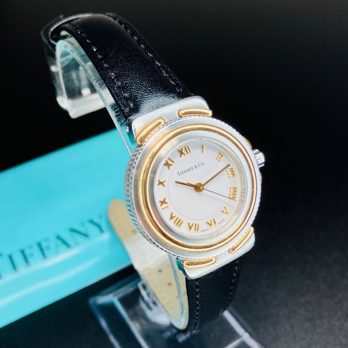 良品 可動品】ティファニー 腕時計 18Kコンビ インタリオ K18 18金
