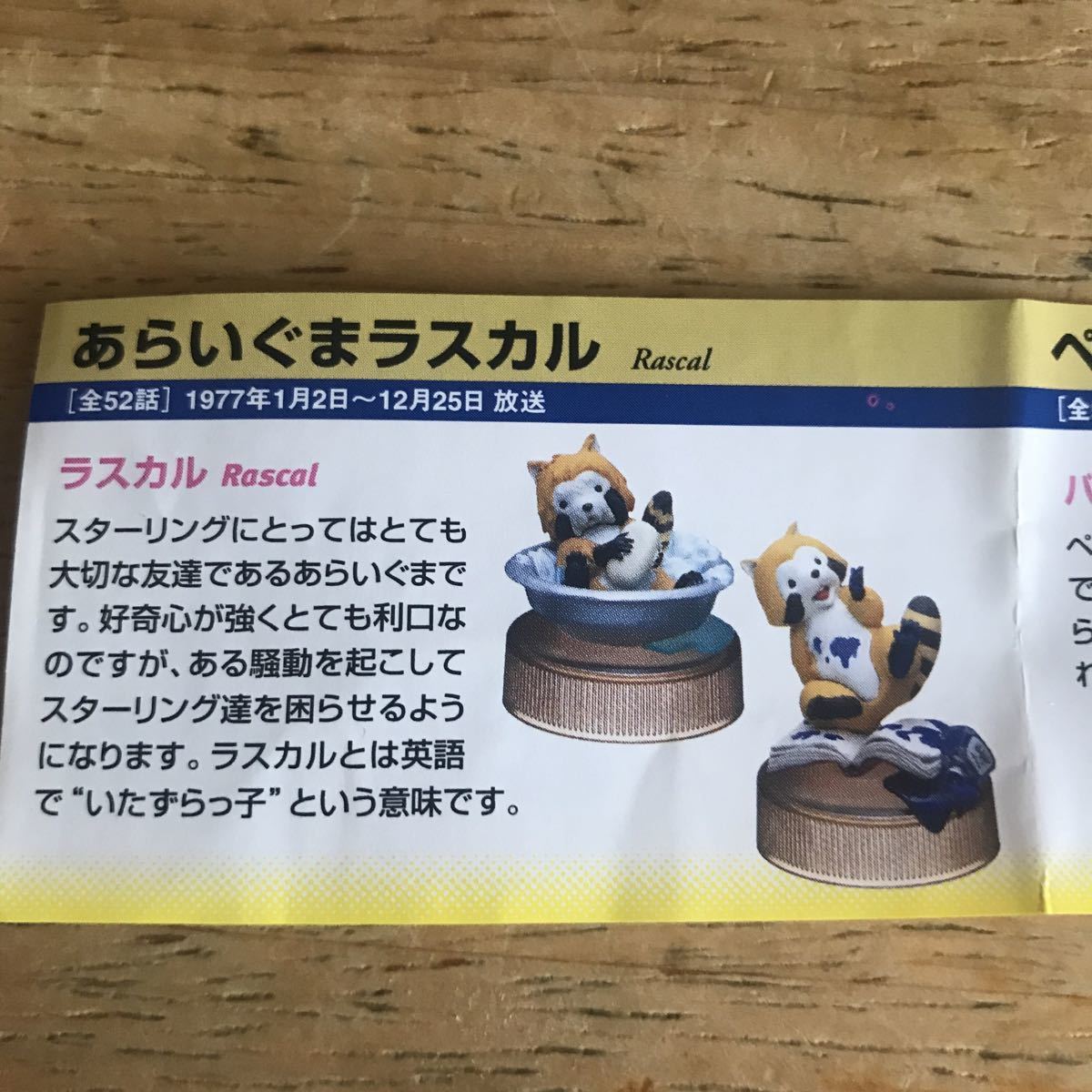 世界名作劇場　ボトルキャップフィギュアコレクション vol.2 ラスカル2種　海洋堂　ミニブック付　あらいぐまラスカル_画像7