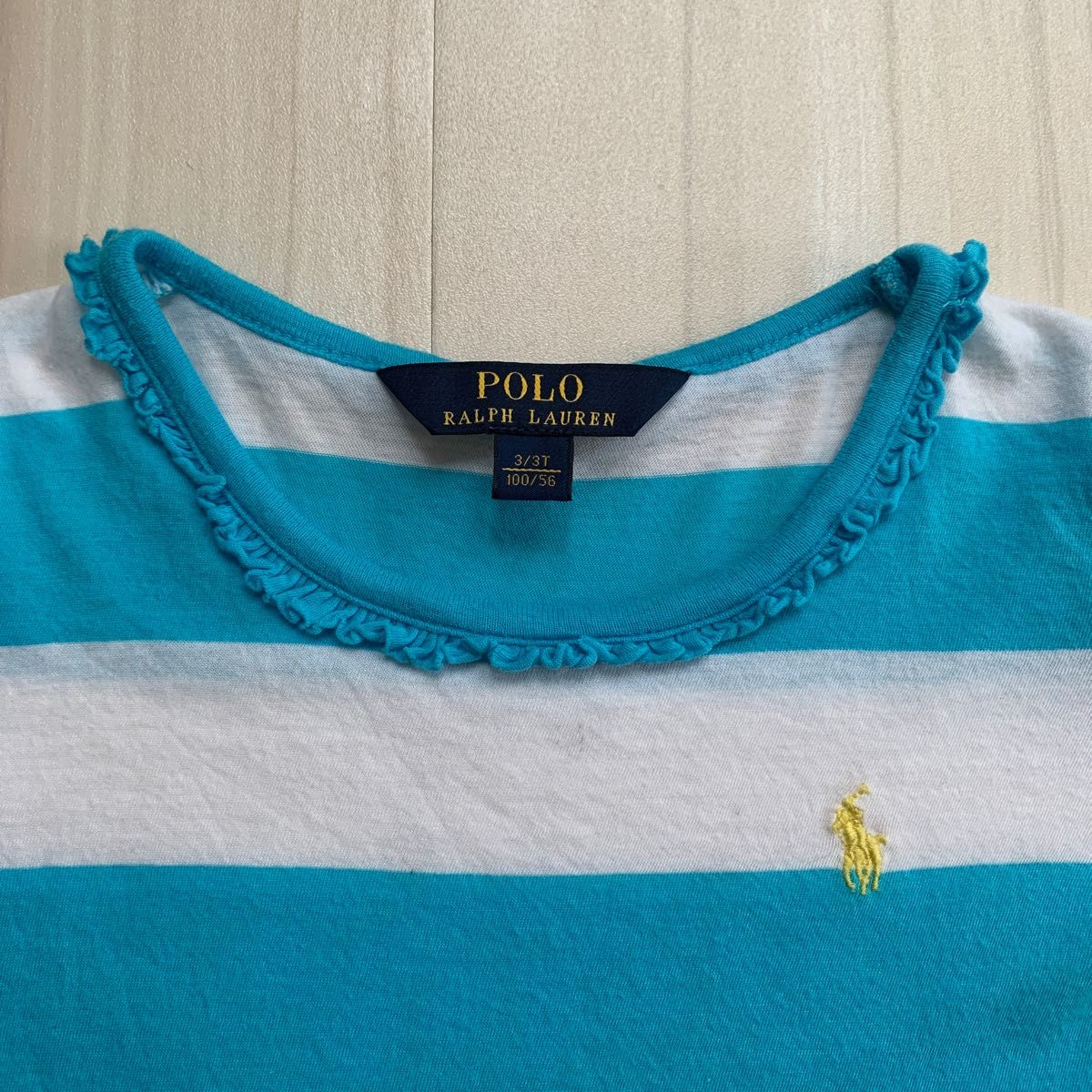 【美品】ラルフローレン 直営店購入キッズ 100cm 半袖 Tシャツボーダーフリル RALPH LAUREN POLO