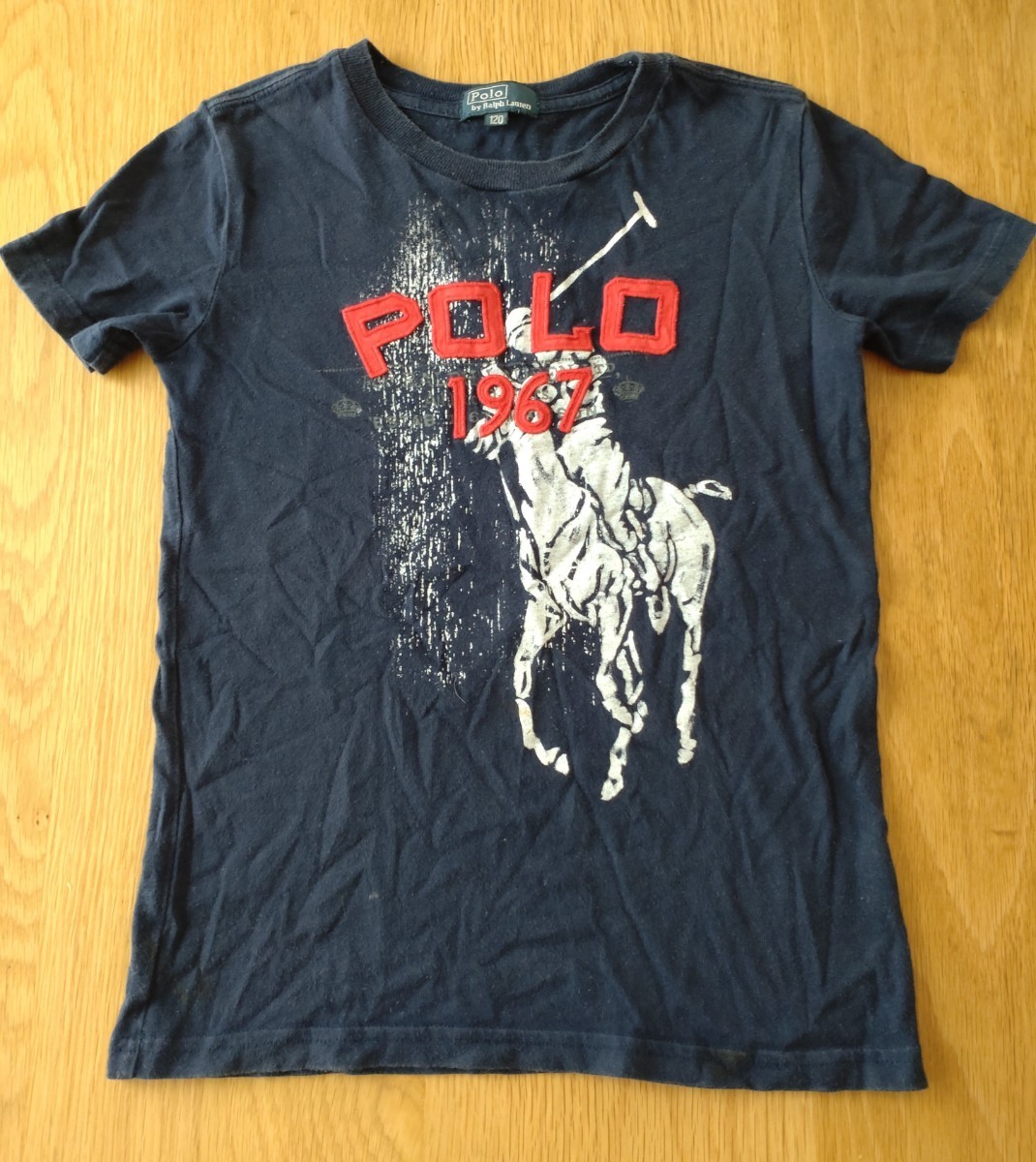  ポロ　ラルフローレン　Ｔシャツ　半袖　ロゴ　120 ネイビー　紺　polo Ralph Lauren　デニム＆ダンガリー　ビッグポニー_画像1