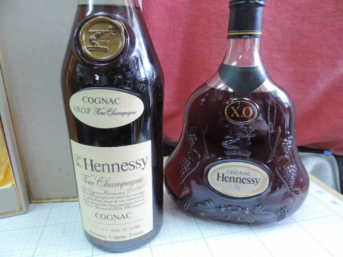 古酒【未開栓】Hennessy ヘネシー XO 金キャップ グリーンボトル・VSOP コニャック ブランデー ２本おまとめ 