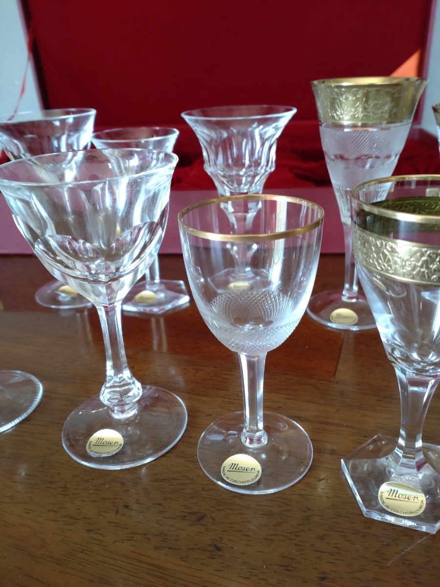 ☆モーゼル 箱付き 金彩 クリスタルガラスセット MOSER TABLE SET