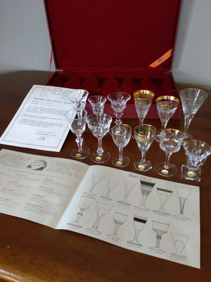 ☆モーゼル 箱付き 金彩 クリスタルガラスセット MOSER TABLE SET