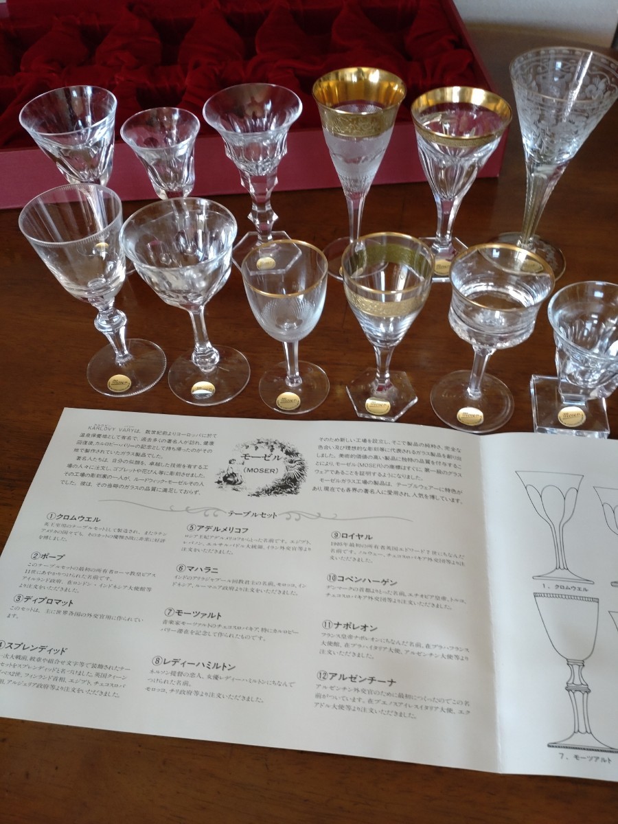 ☆モーゼル 箱付き 金彩 クリスタルガラスセット MOSER TABLE SET