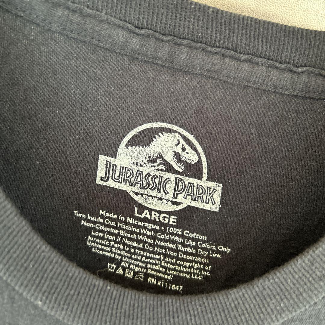 Jurassic Park ジュラシックパーク 白黒 恐竜 Tシャツ 半袖 輸入品 春服 夏服 海外古着 映画 洋画 ジュラシックワールド ムービー シネマ