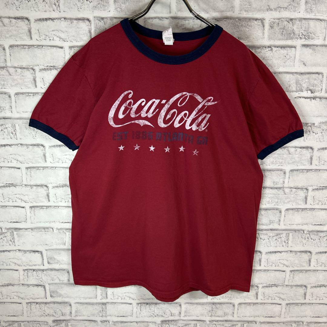 Coca Cola コカコーラ センターロゴ リンガー Tシャツ 半袖 輸入品 春服 夏服 海外古着 企業 会社 炭酸飲料 ロゴ ヴィンテージ