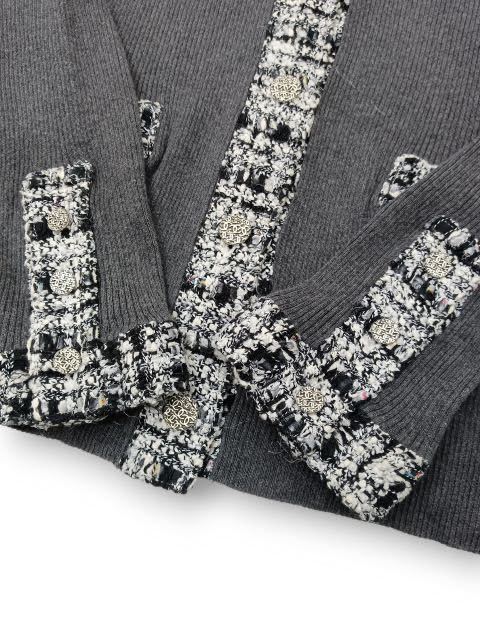 シャネル CHANEL ツイード ニット カーディガン ココマークボタン 04P