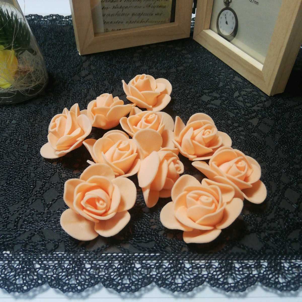 【オレンジ】バラ3.5cm10個セット 造花 アート インテリア フラワーアレンジメント 材料 薔薇 良品専科フラワーの画像1