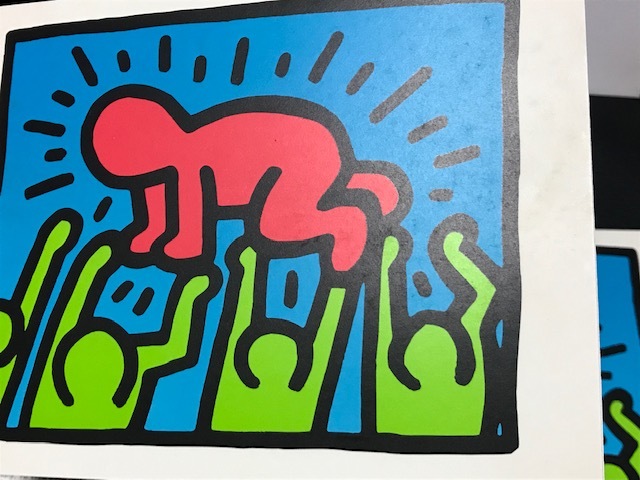  подлинная вещь 2000 год примерно te Neues Германия производства KEITH HARING Keith he кольцо BABY ANNOUNCEMENT сообщение карта & конверт 7 комплект др. Note карта редкий 