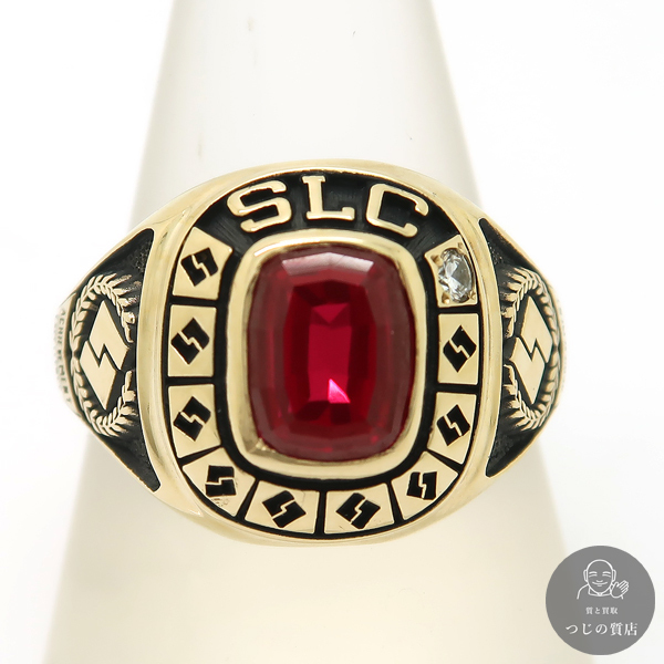  college ring SLC 10K red stone 1P diamond ACHIEVEMENT EXCELLENCE approximately 23 number 12.1g finishing settled pawnshop 