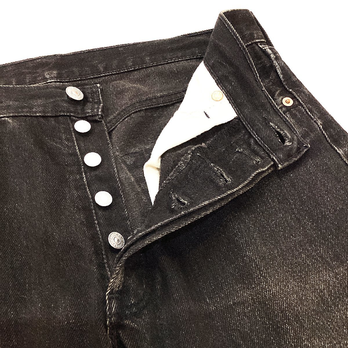 90s EURO VINTAGE Levi's 501 UK製 英国製 リーバイス ユーロ ヴィンテージ ビンテージ デニム パンツ W32 黒 ブラック Hs5-37_画像5