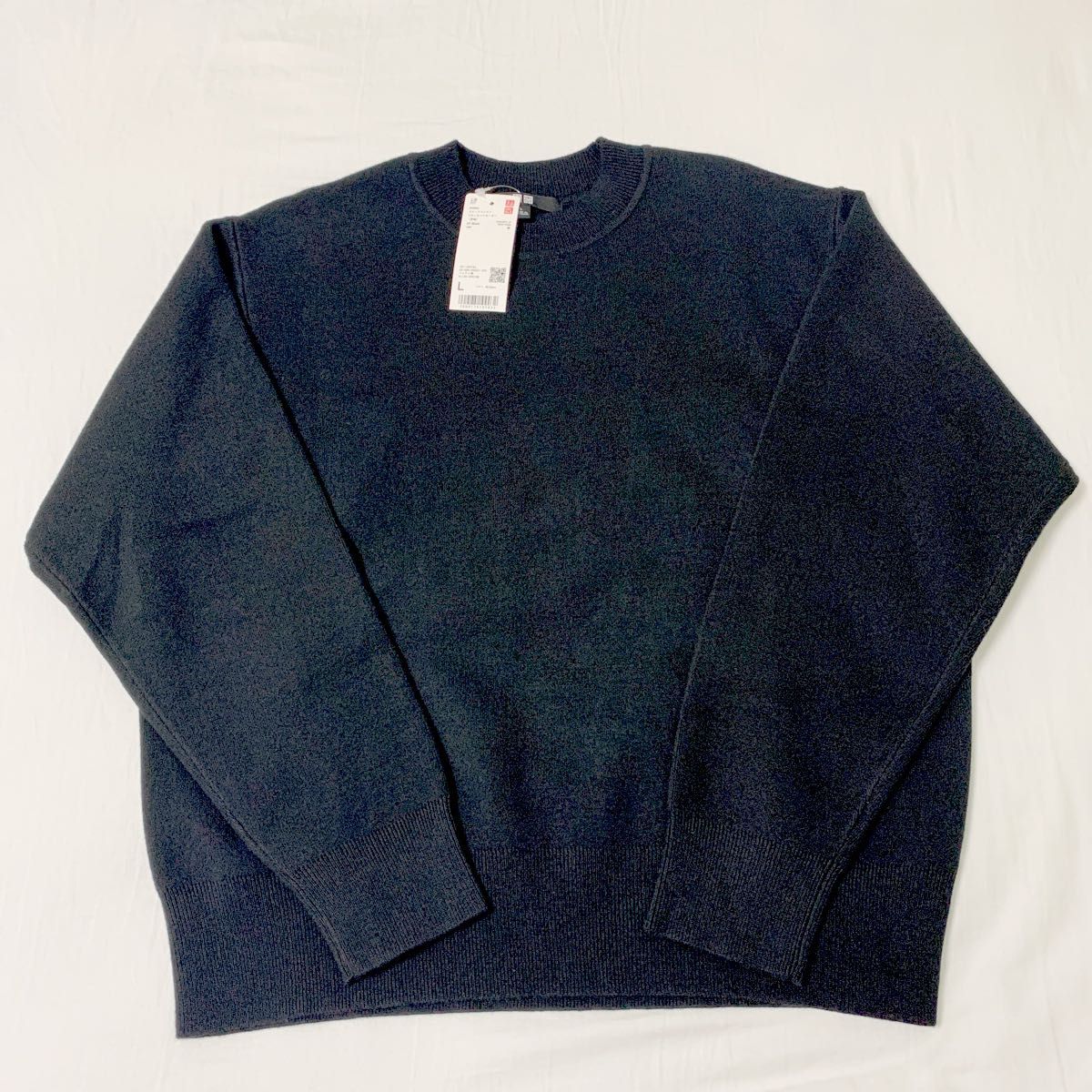 【UNIQLO】スムースコットンクルーネックセーター（長袖）ウィメンズ レディース Lサイズ　ブラック 綿100%
