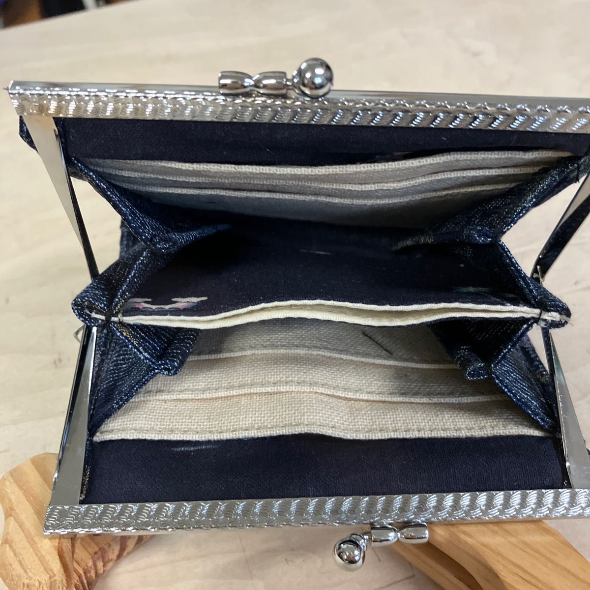 手作り正絹紬の財布　12cm
