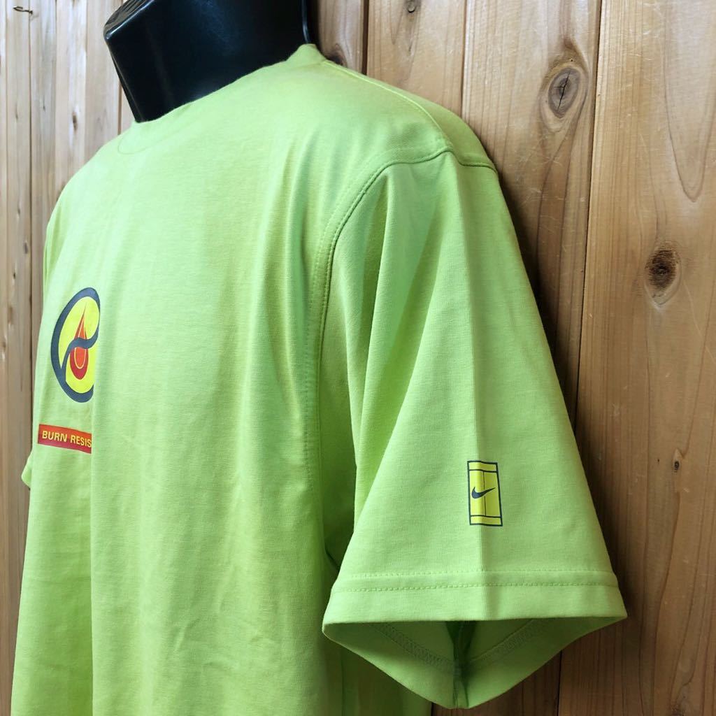 NIKE /DRI-FIT /ナイキ /メンズM 半袖Tシャツ トップス プリントTシャツ 黄緑 BURN RESISTANT 綿ポリ スポーツウェア_画像6