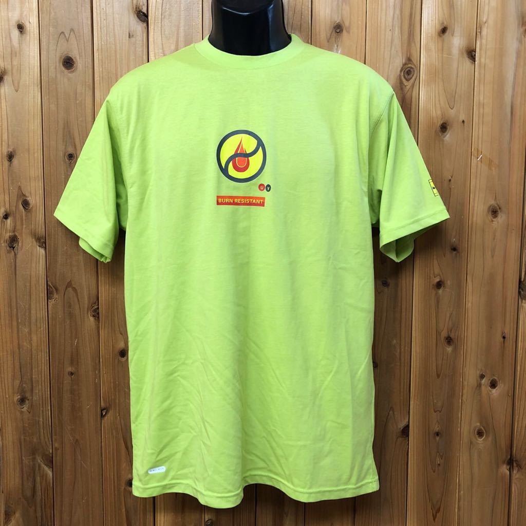 NIKE /DRI-FIT /ナイキ /メンズM 半袖Tシャツ トップス プリントTシャツ 黄緑 BURN RESISTANT 綿ポリ スポーツウェア_画像2