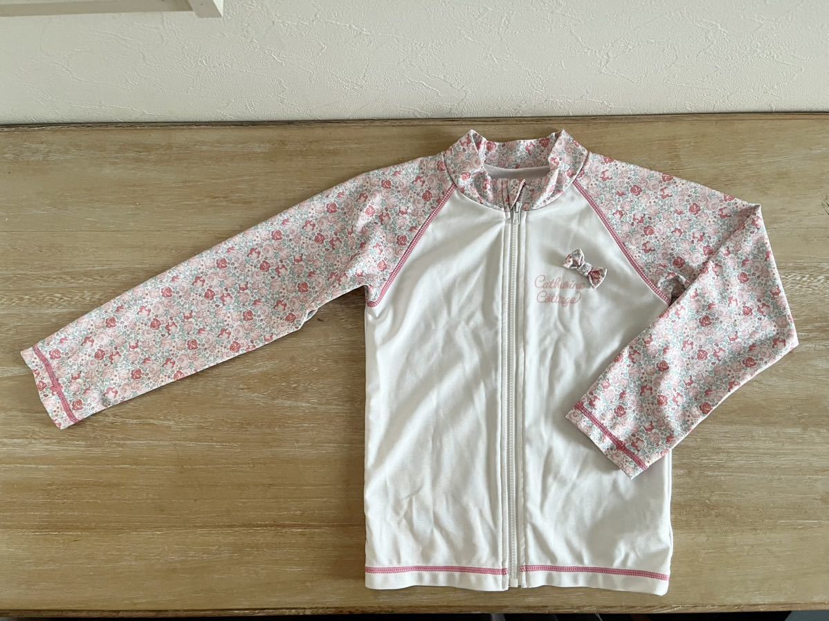 * laundry settled *[ Katharine kote-ji]* small floral print Rush Guard swimsuit * front fastener . origin . ribbon * size 120 * girl 