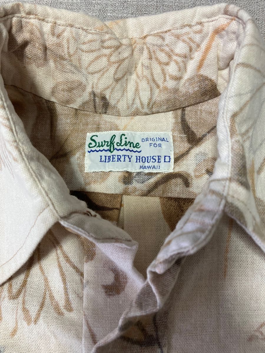 美品ビンテージ 70s surf line HawaiiサーフラインハワイメンズM アロハシャツ プルオーバー半袖シャツ