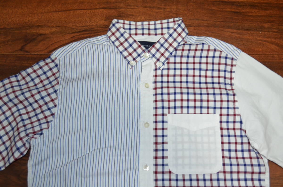 * prompt decision equipped! Ships SHIPS JET BLUEk Lazy pattern oxford B.D shirt M superior article 