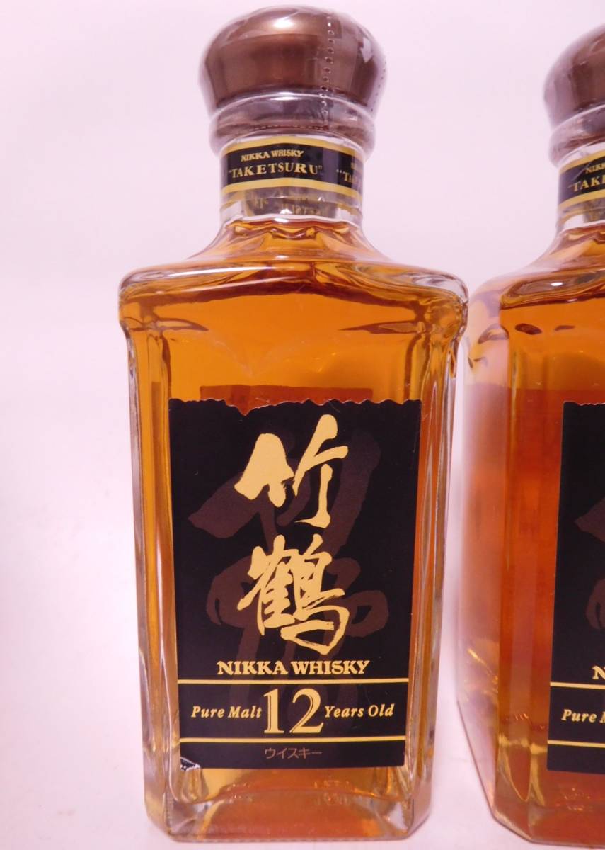 ★古酒☆ ニッカ 竹鶴 12年 ピュアモルト 180ml 40% 旧角瓶 ３本セット ☆ NIKKA Taketsuru Pure Malt 12 years old, THREE Bottles ★_画像2