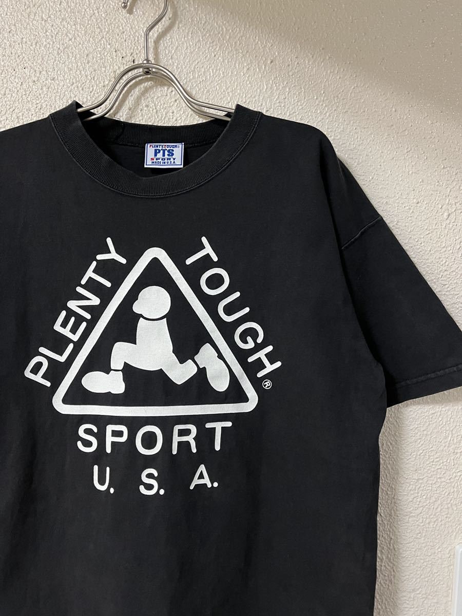 90s USA製 PLENTY TOUGH SPORT プレンティタフスポーツ ロゴデザイン 半袖Tシャツ _画像1