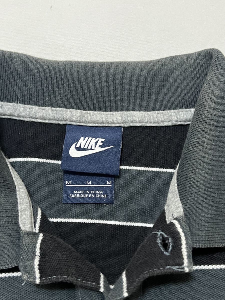 NIKE ナイキ ワンポイントスウッシュ刺繍 ボーダー ポロシャツ の画像7