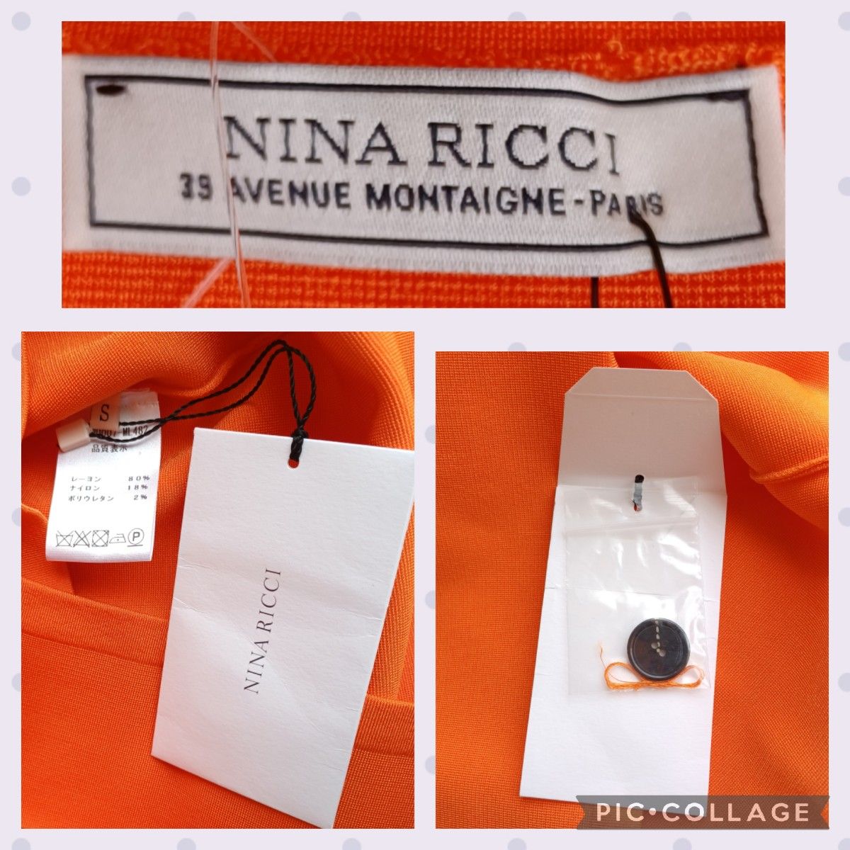 新品タグ付き!! ☆NINA RICCI ニナリッチ☆オレンジ 高級 ポロシャツ 