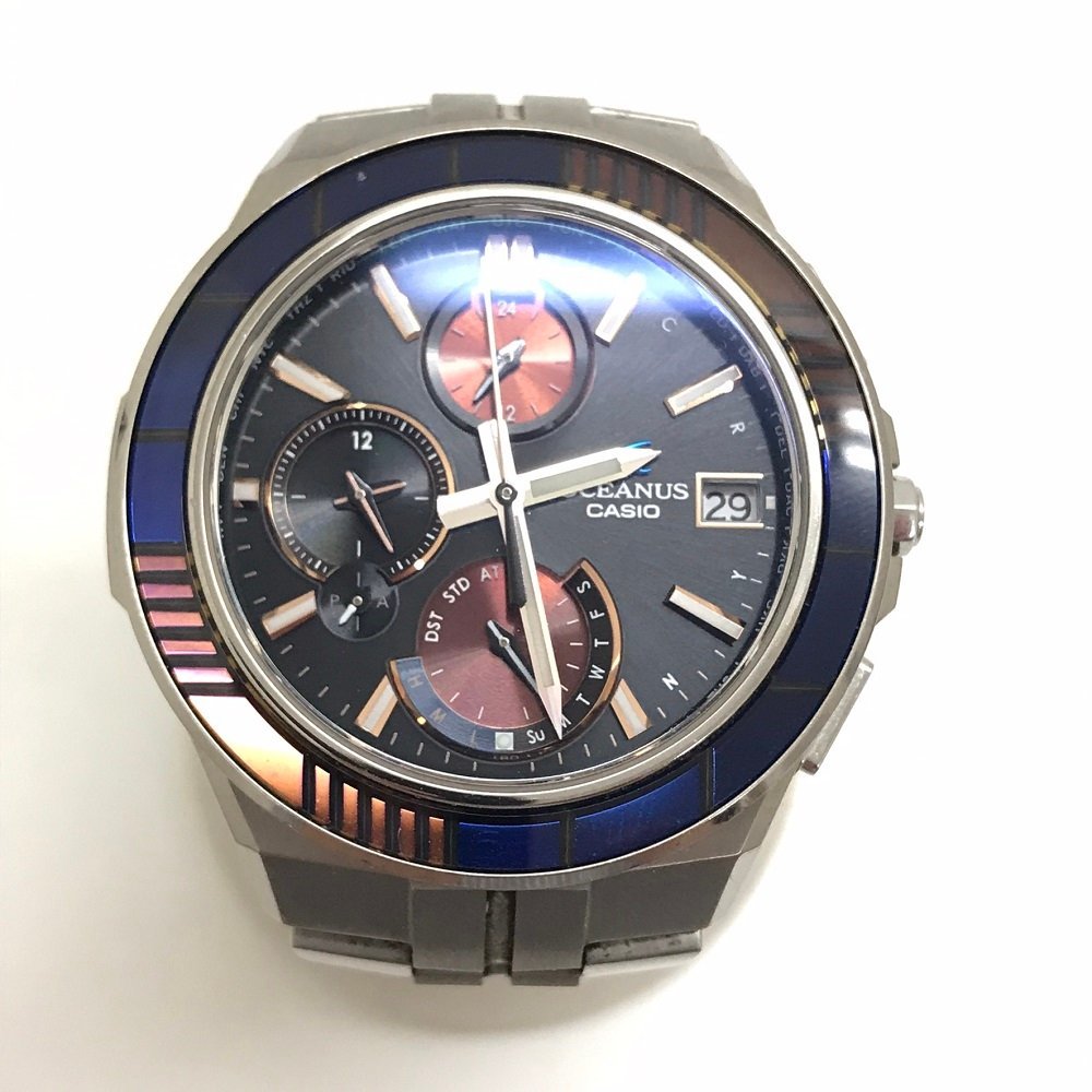 中古品 CASIO OCEANUS Manta オシアナス マンタ 限定モデル OCW-S5000D-1AJF 江戸切子 クロノグラフ デイト ソーラー電池 質屋出品_画像1