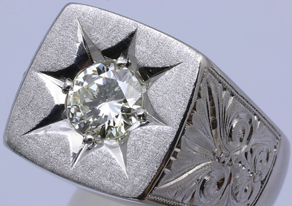 Pt900 signet diamond 1.52 men's ring 54.8g #27 number burnishing settled free shipping [y51] platinum for man ring *