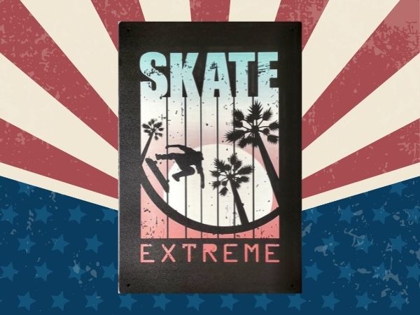  tin plate signboard SKATE EXTREME 124 metal plate interior garage american miscellaneous goods retro manner Vintage manner stylish new goods 