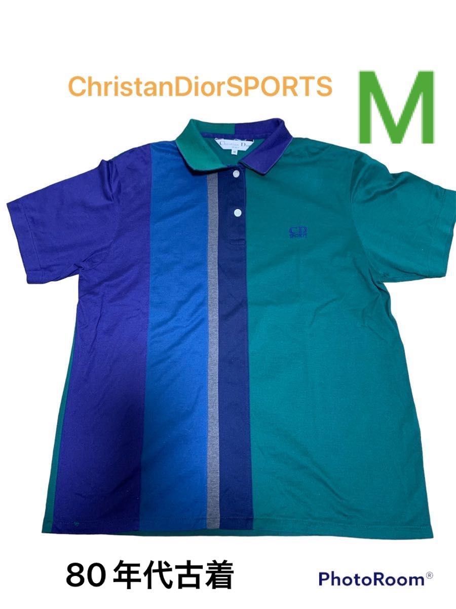 Christian Dior SPORTS ポロシャツ襟ロゴ M 古着 ビンテージ マルチストライプ 80年代90年代｜PayPayフリマ