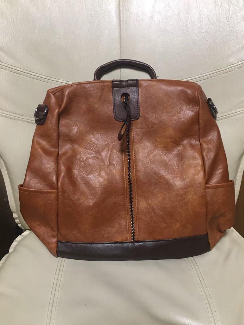 *.....* 3WAY PU leather rucksack high capacity Brown [173]U528