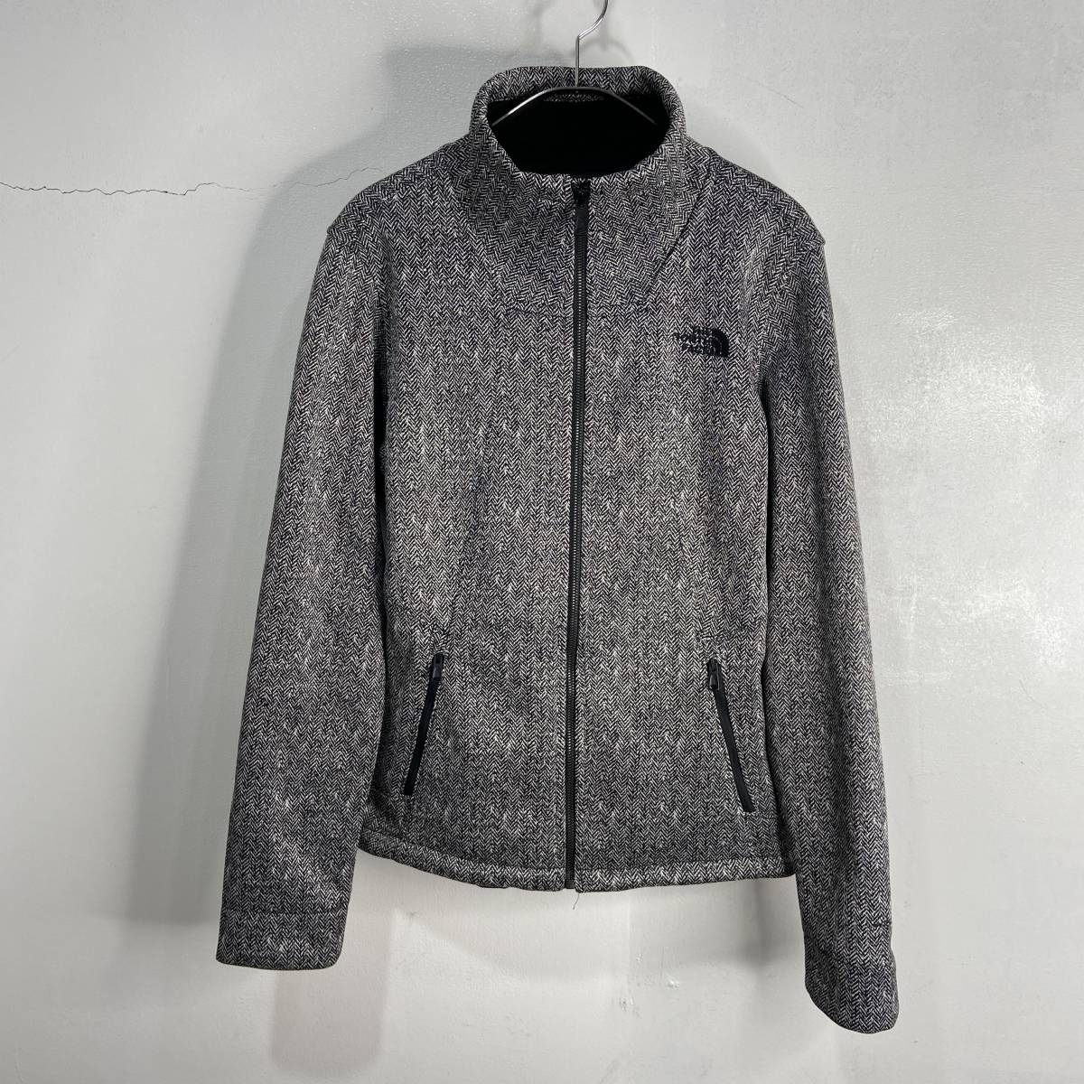 送料無料☆THE NORTH FACE☆ノースフェイス☆WINDWALL☆ヘリンボーン柄内ボアフリースジャケット☆刺繍ロゴ☆グレー☆レディースS☆E23_画像1