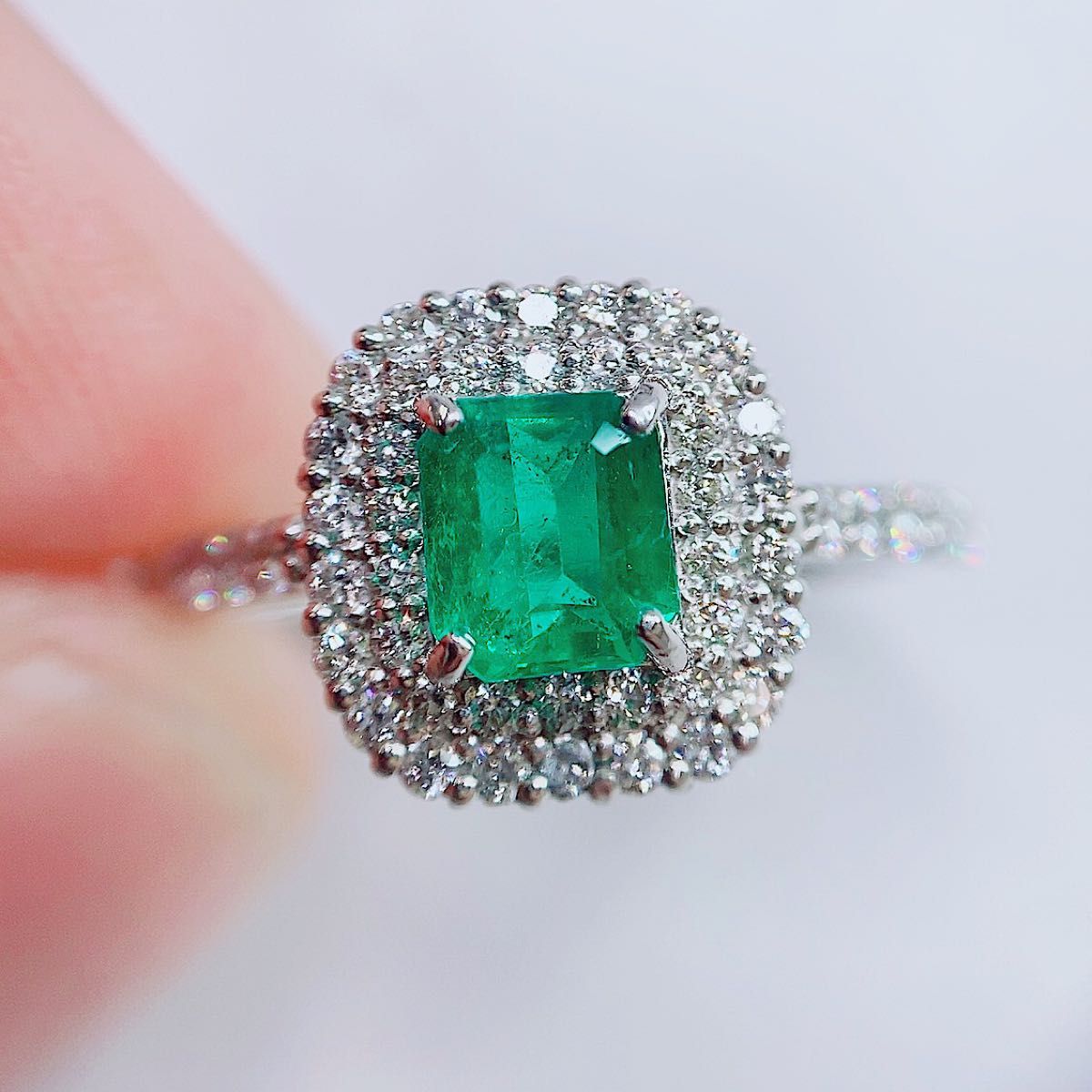 ☆0.57ct☆エメラルド0.48ctダイヤモンドプラチナリング指輪 | www