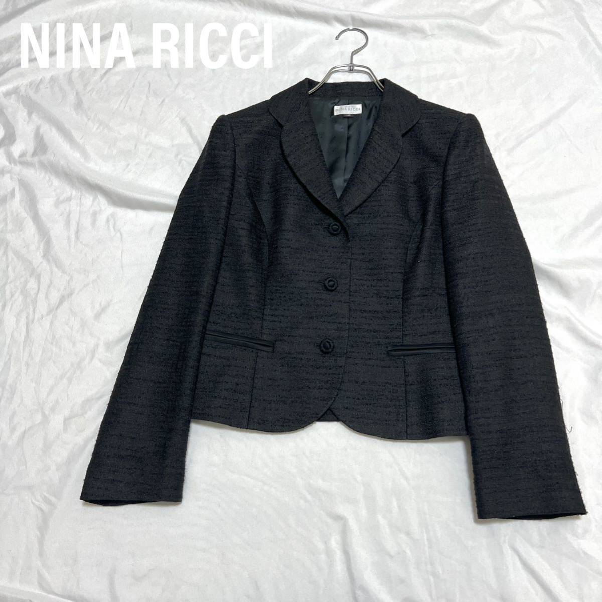 NINA RICCI ニナリッチ　 テーラードジャケット　ツイード　シングル アウター　羽織　トップス ブルゾン　シルク混み レディース_画像1