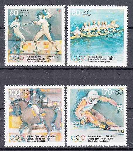  Germany 1992 year unused NH sport / winter Olympic /aru veil Bill #1592-1595