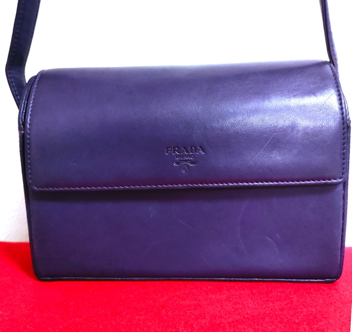 美品 極希少 PRADA パープル ショルダーバッグ 紫 プラダ レザー