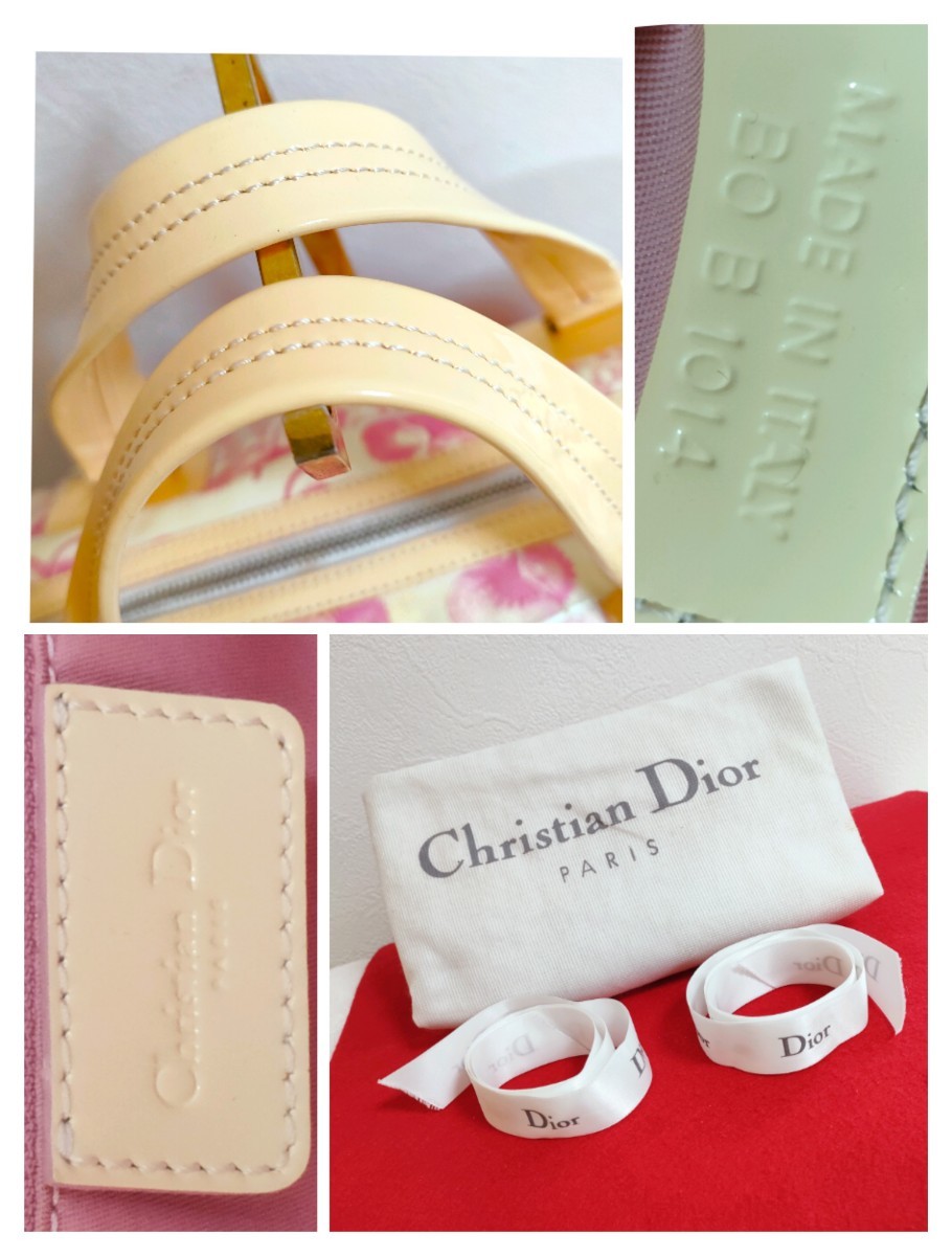 美品 希少 Dior 花柄 ピンク トロッター ハンドバッグ 美品 希少 Dior 花柄 ピンク トロッター ハンドバッグ