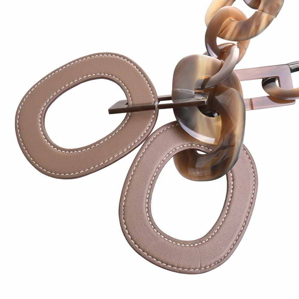 HERMES エルメス バッファローホーン レザー ネックレス - ブラウン by