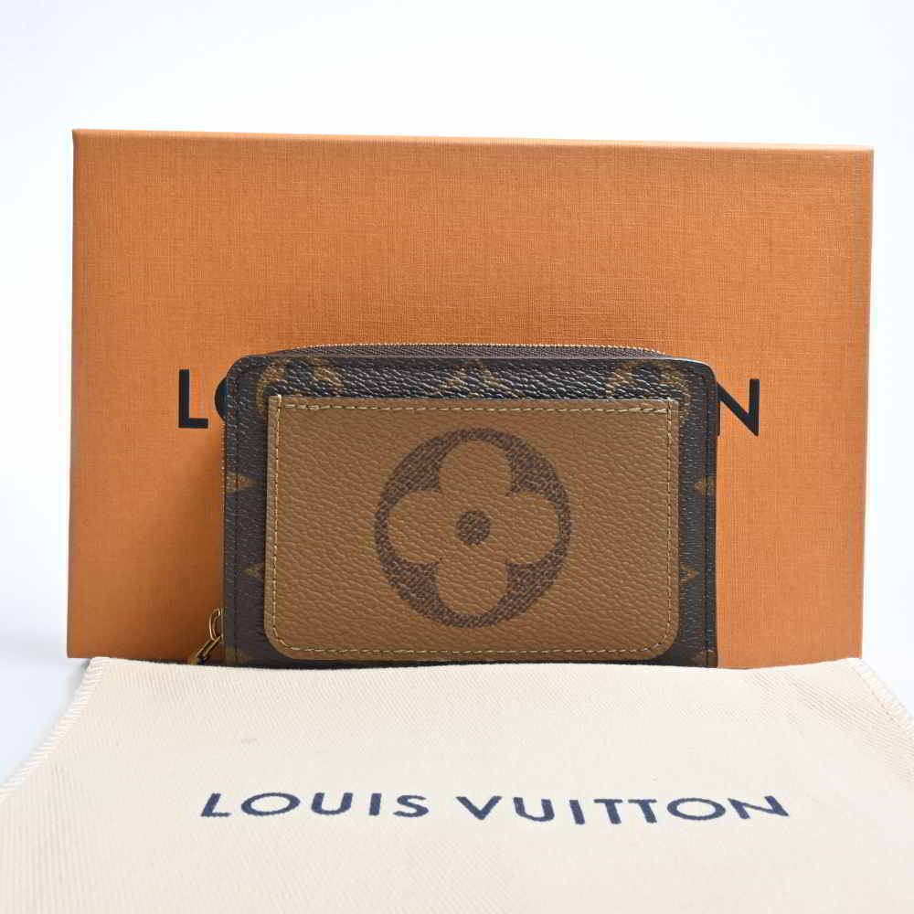 LOUIS VUITTON ルイヴィトン モノグラム リバース ポルトフォイユ ルー ラウンドファスナー 二つ折り財布 M81461 ブラウン PVC  by