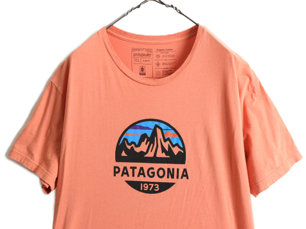 大きいサイズ XL ■ パタゴニア プリント 半袖 Tシャツ メンズ / PATAGONIA アウトドア ロゴT プリントTシャツ スリムフィット テラコッタ_画像2