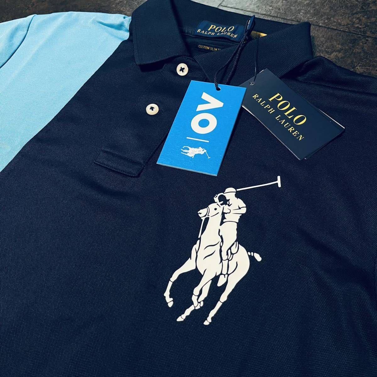 L size regular price 28,600 jpy Polo Ralph Lauren polo-shirt with long sleeves stretch dry big Logo ultra rare tennis Golf new goods free shipping US:M