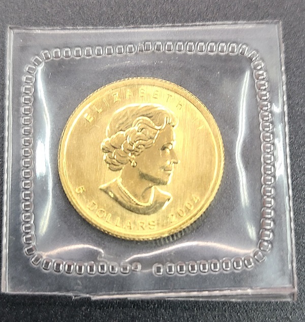 未開封 K24 純金 メイプルリーフ金貨 1/10oz パッケージ 2004 FINE