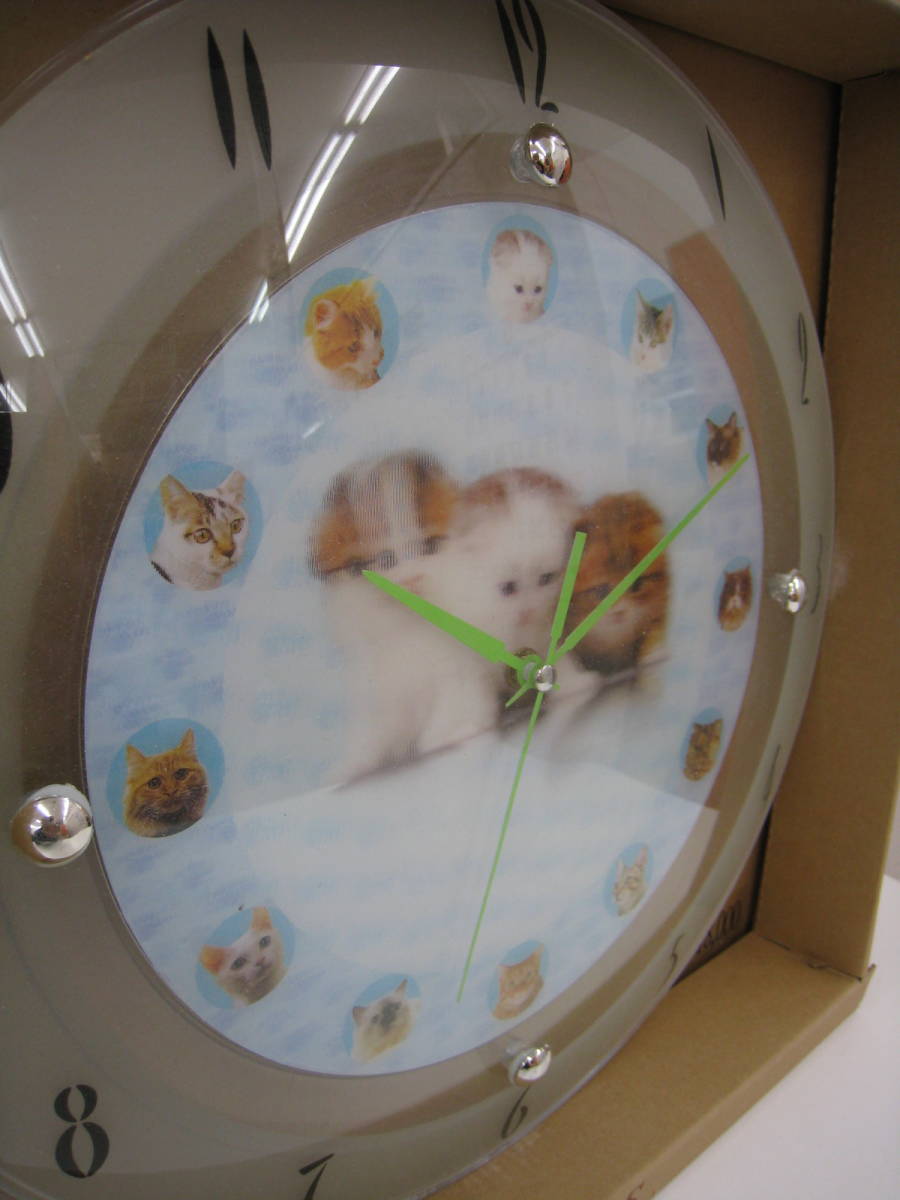 ◆掛時計◆ 3D PICTURE & QUARTZ CLOCK 未使用・新品 スリーディー 猫 子猫 壁掛け時計 大手家具チェーン店18,000円販売品_画像2