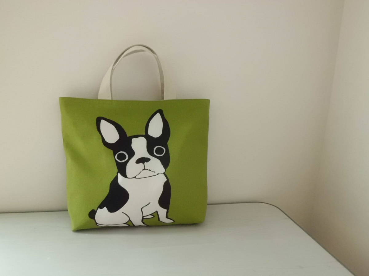 ハンドメイド*トートバッグ*フレンチブルドッグ 黄緑 | JChere雅虎
