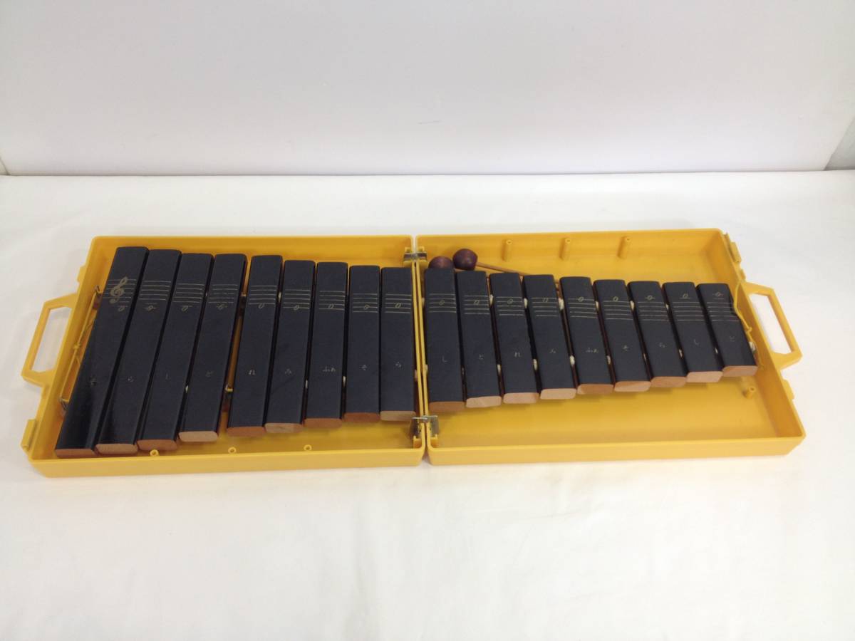 ●１円 送料無料 中古品 木琴コンサート ボックス シロホン 折りたたみケース付き アンティーク楽器の画像1